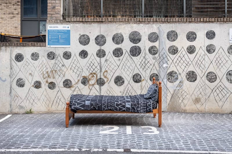 Outdoor installation, extension of the exhibition The Gaze is a Singular Act, by Abi Ola