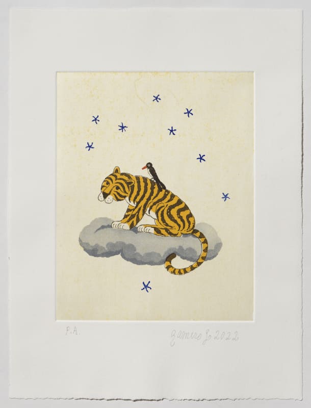 The Gold of the Tiger, 2022 Etching on Chine Collé, 25 × 20 cm, Edition of 35, Ramiro Fernandez Saus