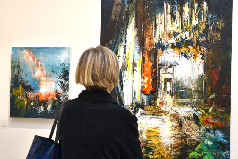 'Evening' alongside 'Tapestry' by John Monks. Image courtesy of Jonathan Milton