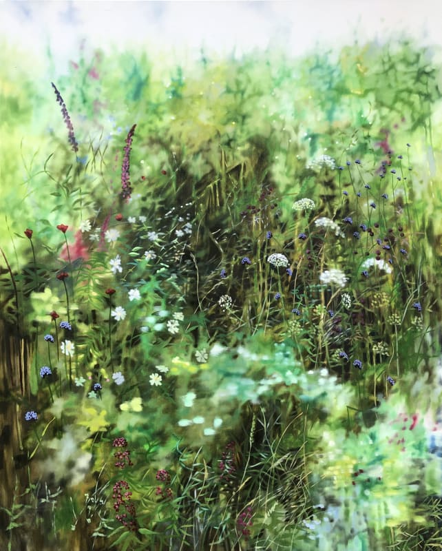 Dylan Lloyd, Devon Hedgerow I, 2023, oil on canvas, 120 x 150 cm