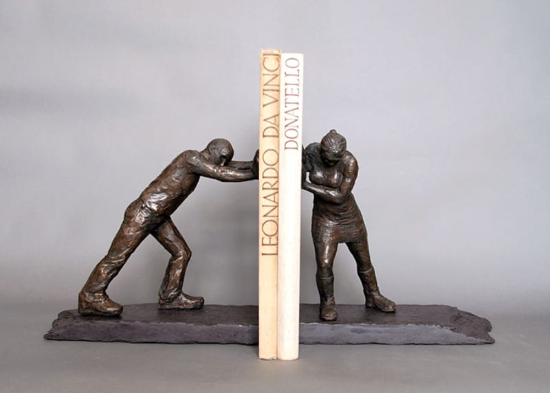 Bronze bookends sculpture
