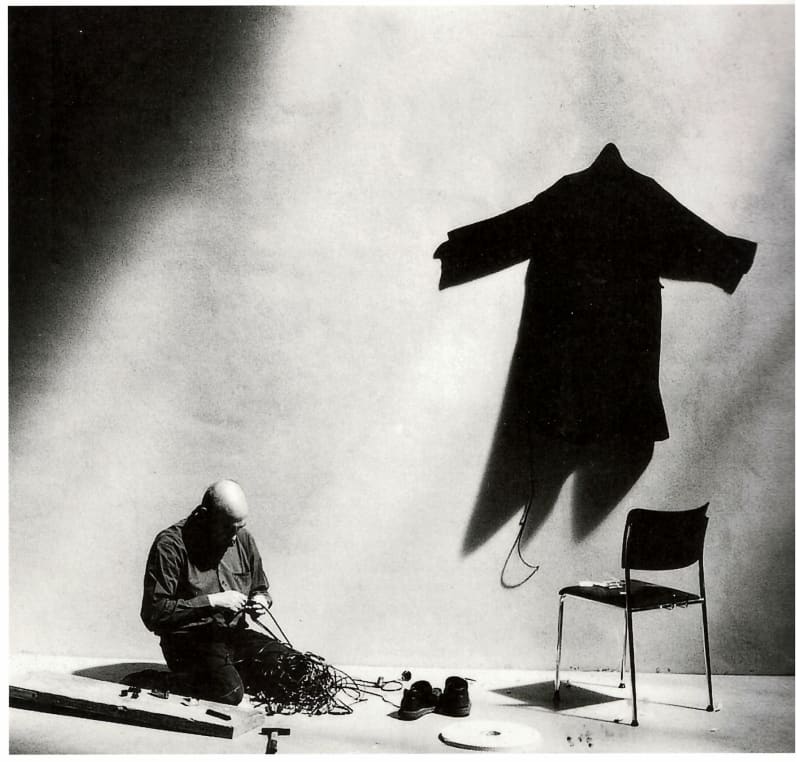 Boltanski installing the show Lichtmesz, Kunst-Station, St Peter Church, Cologne, 2001. Photo: Dietman Scheinder.