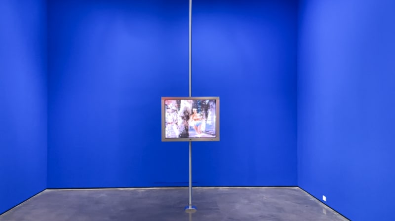 Install view of "Technology/Transformation: Wonder Woman" by Dara Birnbaum