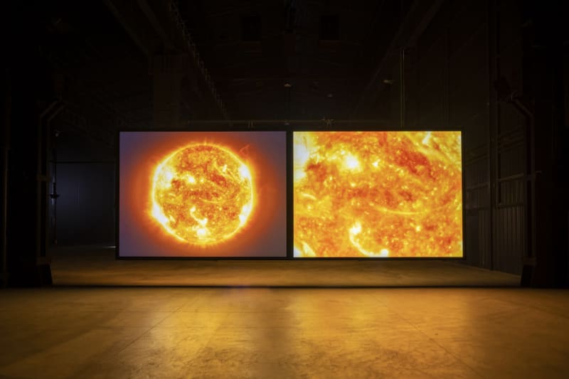 Installation view of “Steve MᶜQueen: Sunshine State” at Pirelli HangarBicocca
