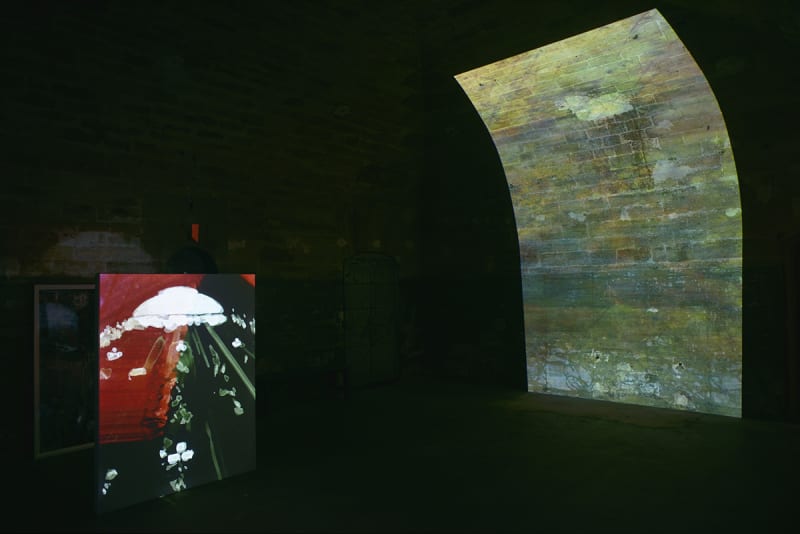An image containing an installation view of an exhibition by Matt Saunders at Galerie Marian Goodman