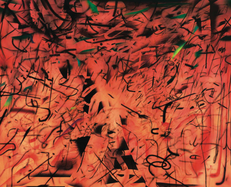 An image containing a painting by Julie Mehretu