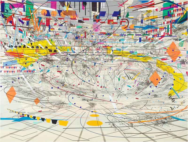 An image containing an abstract painting by Julie Mehretu