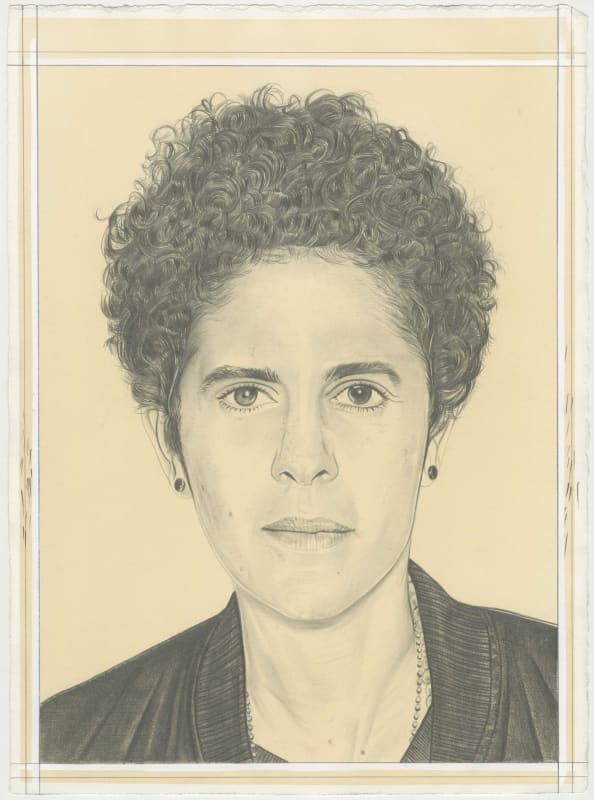 Portrait of Julie Mehretu, pencil on paper by Phong H. Bui.