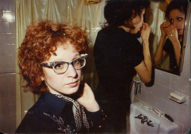 “Nan in the bathroom with roommate, Boston,” a photograph by Nan Goldin, featured in Laura Poitras’s new documentary “All the Beauty and the Bloodshed.”