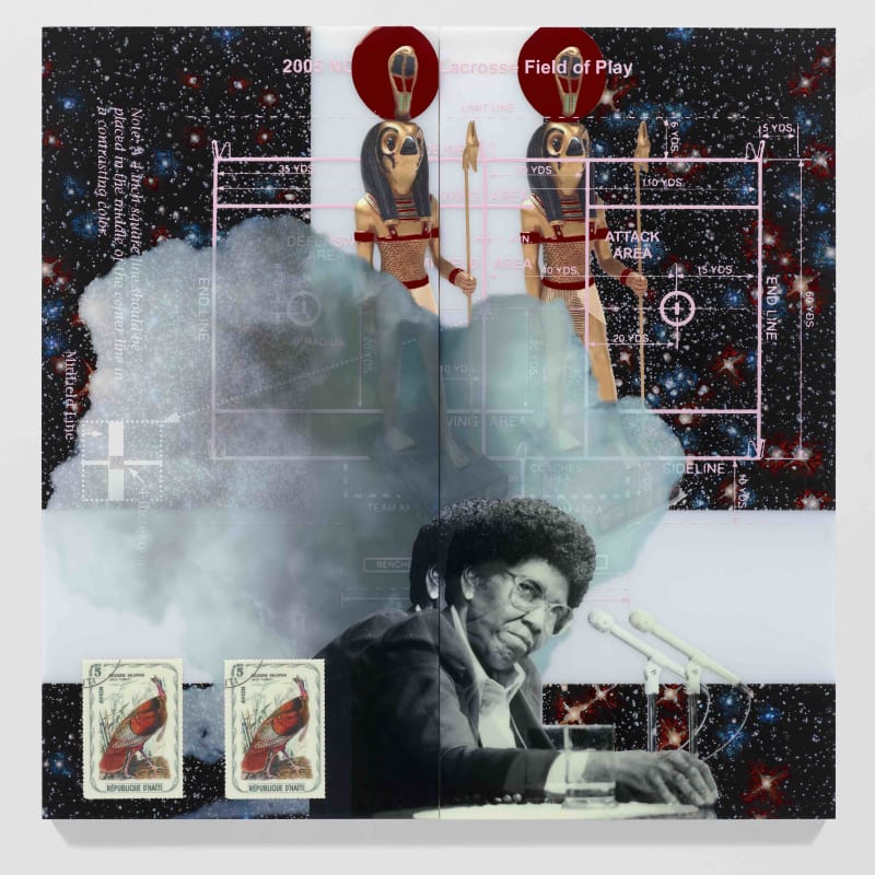 Tavares Strachan Barbara Jordan, 2021 2 panels; oil, enamel, pigment, acrylic 30 x 60 in. (76.2 x 152.4 cm) (each) 60 x 60 in. (152.4 x 152.4 cm) (overall)