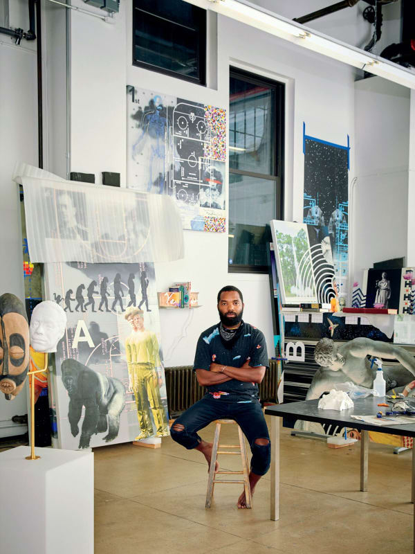 Tavares Strachan in his New York City studio, photographed on June 19, 2020. Credit: Maegan Gindi