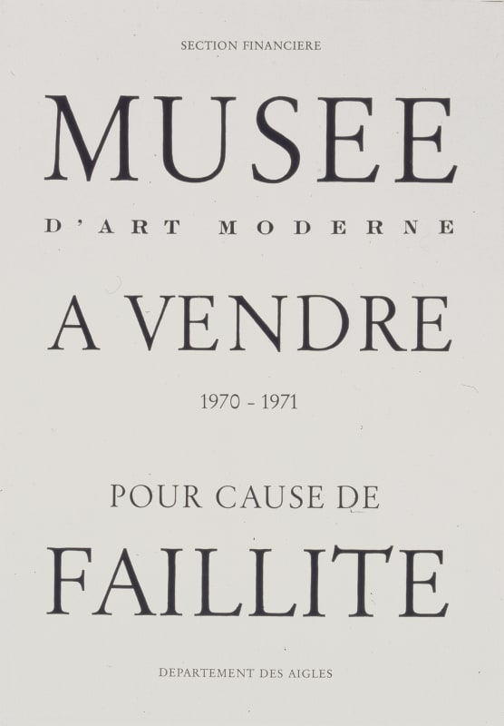 Musee D'Art Moderne A Vendre 1970-1971 Pour Cause de Falite Poster