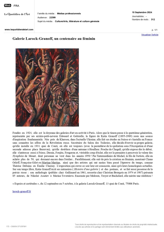 Galerie Larock-Granoff, un centenaire au féminin