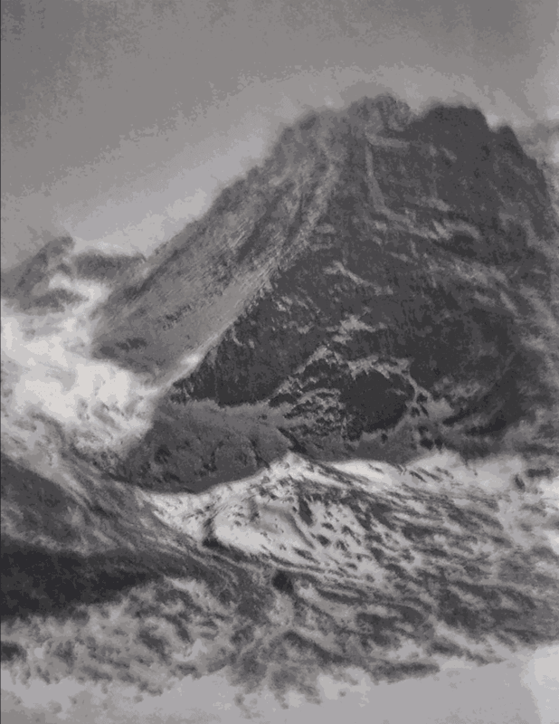 Justin Guariglia (b 1974). Glaciated Mountain Study – No. 107, 2017. Acrylic, gesso, wood panel, signed on back. 45 x 35 cm. Donated by the artist. Offered in Wisdom and Nature, 6-27 April, Online, to benefit Le Ciel Foundation