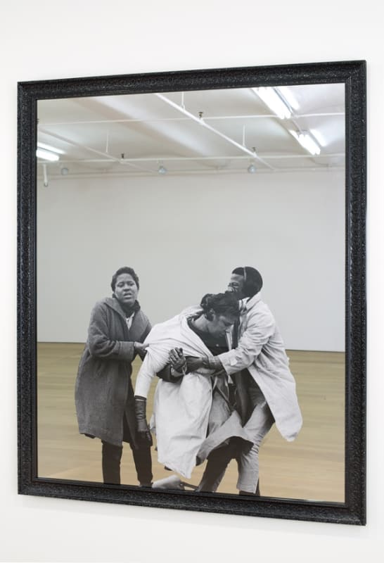 Hank Willis Thomas. Amelia Falling, 2014; glass mirror and silver; 65 1/8 x 53 1/8 x 1 1/2 in. Courtesy of the Artist and Jack Shainman Gallery, New York