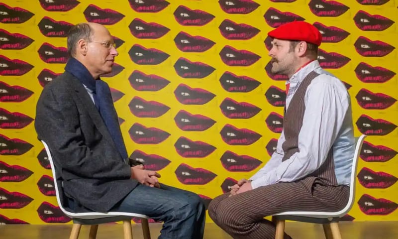 Gavin Turk (right) with psychoanalyst Darian Leader Photograph: Sarah Lee for the Guardian