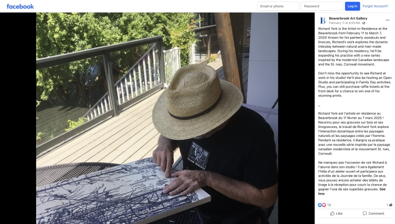 Richard York is the Artist-in-Residence at the Beaverbrook Art Gallery from February 11 to March 7, 2025