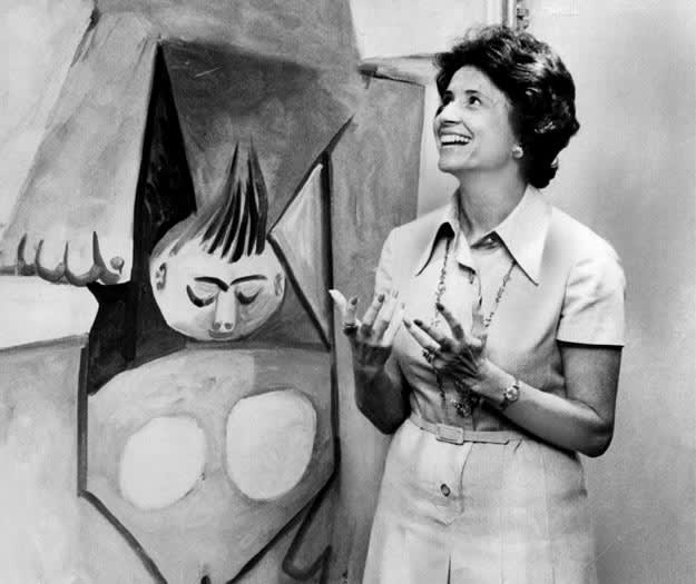 Mira Godard with Picasso's Nu Sur un Divan at the Marlborough Godard Gallery, 1974