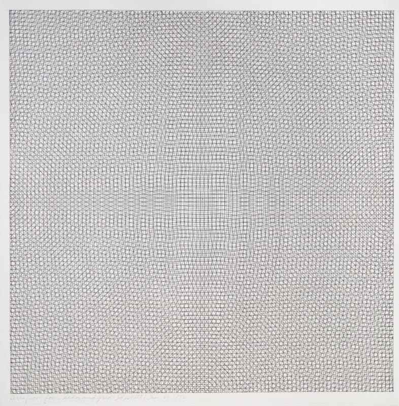 Sol LeWitt, Arcs from four sides and a grid, 1972, Ink on paper, 33 x 33 cm