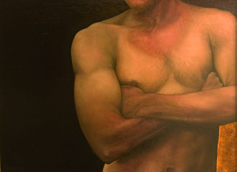 'Man', oil and gold leaf on panel, 72 x 86cm