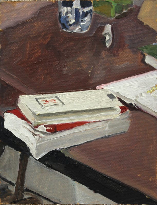 'Siri says', Oil on canvas panel, 18 x 13 cm