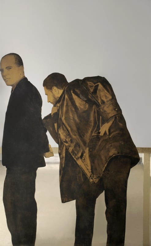 Michelangelo Pistoletto Due personne alla balconetta, 1964 papier de soie peint sur miroir poli 220 x 120 cm