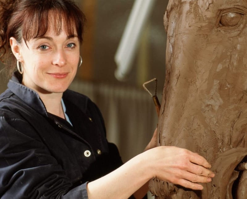 Denise Dutton artist profile photo, sculpture, bronze, horse, clay