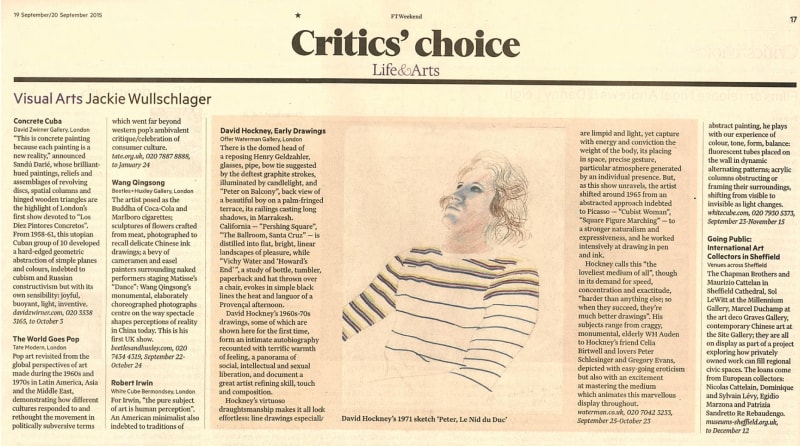 David Hockney, Early Drawings: Critic's Choice in the FT