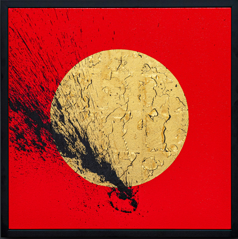 David Stanley Hewett, Desire, 2023, Kanazawa gold feaf and acrylic on Canvas, 65x65 cm.