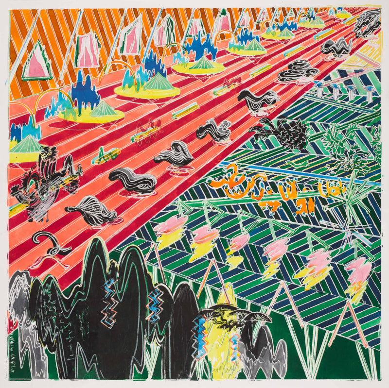Masanori Handa onjiki ni kaete 2017 Watercolour, oil pastel on paper 108 x 108 cm