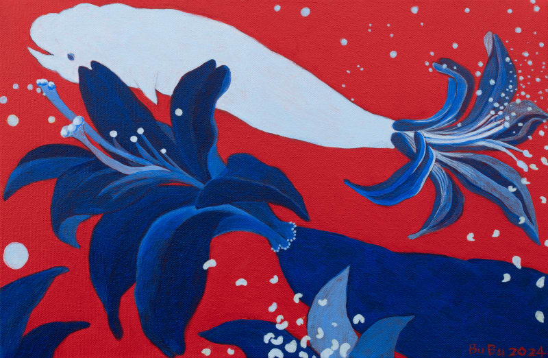 《POLLEN AND SEEDS_002》2024年、キャンバスにアクリル、27.5 x 41.5 cm