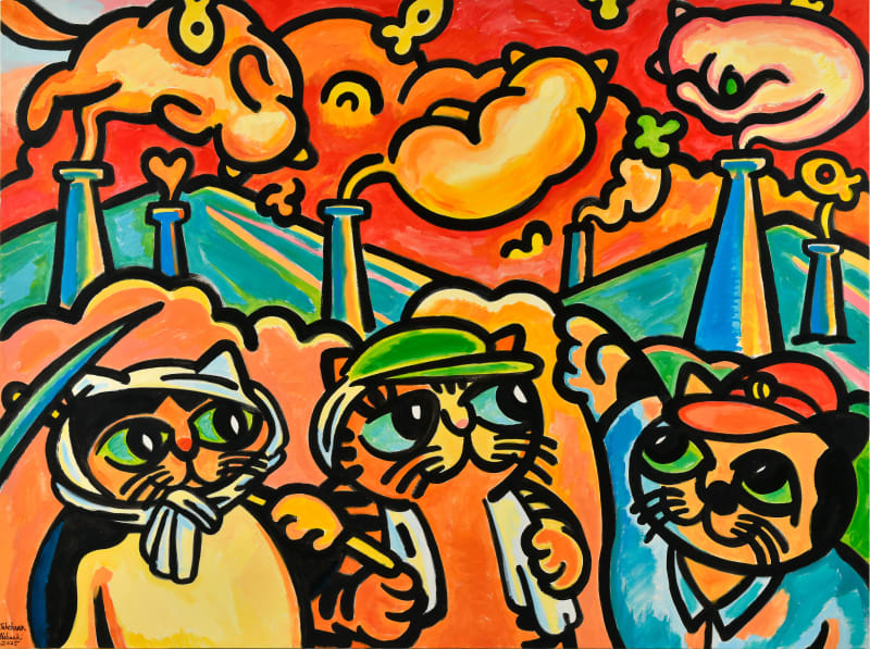 竹川宣彰，关于像猫一样生活，2025，布面丙烯， 194 x 259 cm