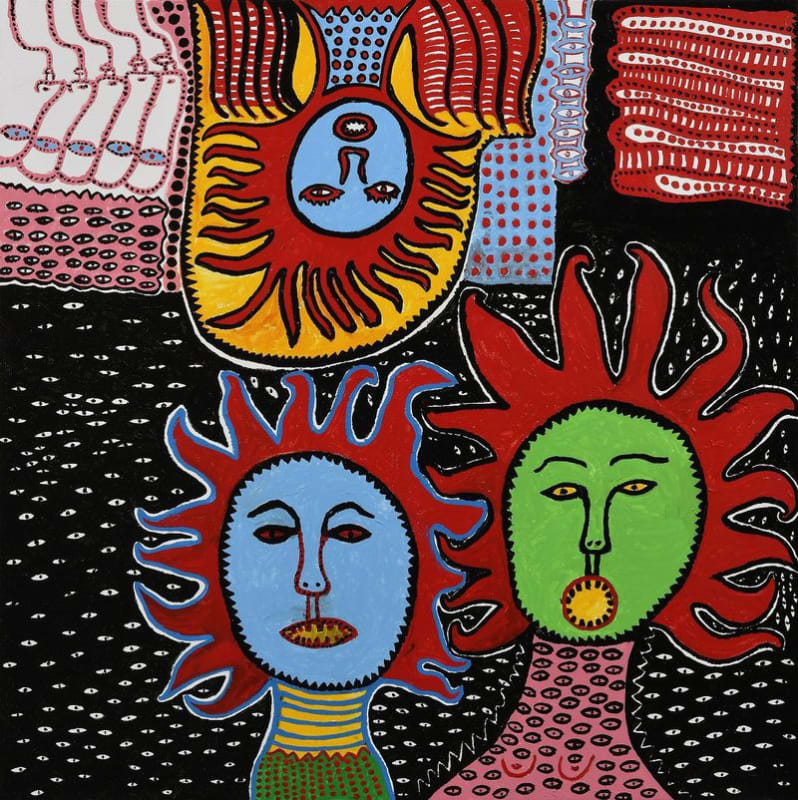 草间弥生, 呼唤爱的女人们, 2018, 布本丙烯, 145.5 x 145.5 cm