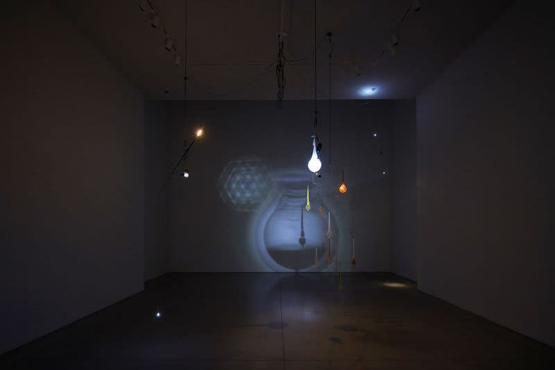 Tetsuya Umeda, Fricco, 2019, Nets, light bulbs, wires, cables, motors, torches, water, stove, steel chains, LED lights, Dimensions variable