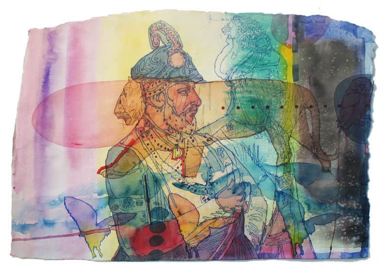 Firoz Mahmud, From the series 'Distance from the Past', 2013 - 2014, Mixed media drawing on handmade paper [Halite (NaCl), bound dry ink, acrylic, pigments, water and pencil], 43.2 x 63.5 cm