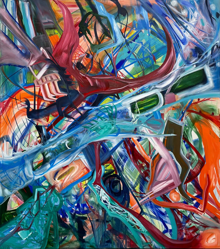 Mannat Gandotra, Land of Uncanny Velocity, 2025, Acrylic on canvas, 180 x 160 cm