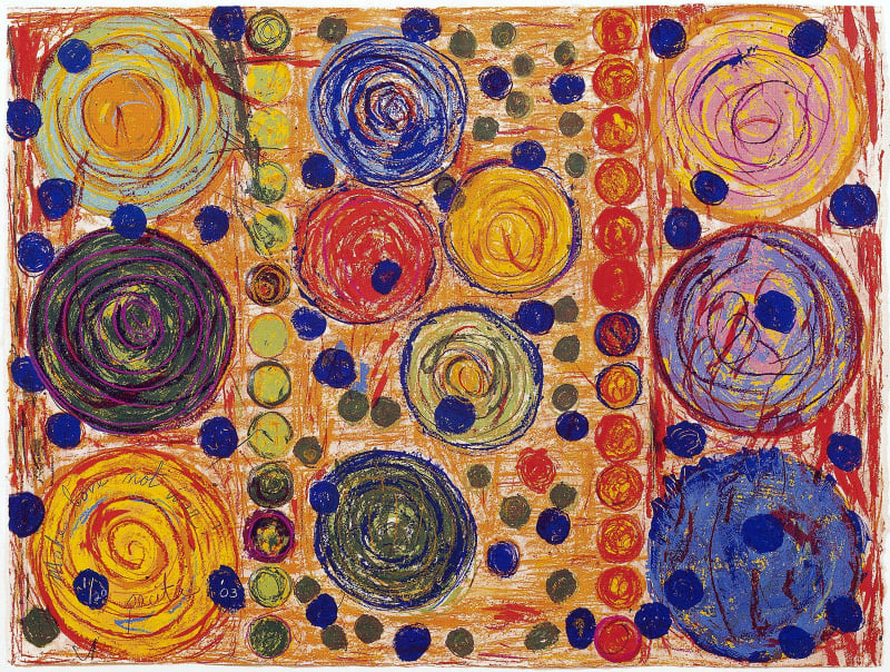 Make Love Not War! (edition of 20 + proofs), 2003 21-color, stencilled coloured paper pulp, lithograph, silkscreen, embossing on handmade cream STPI paper 32 x 42 in 81 x 107 cm