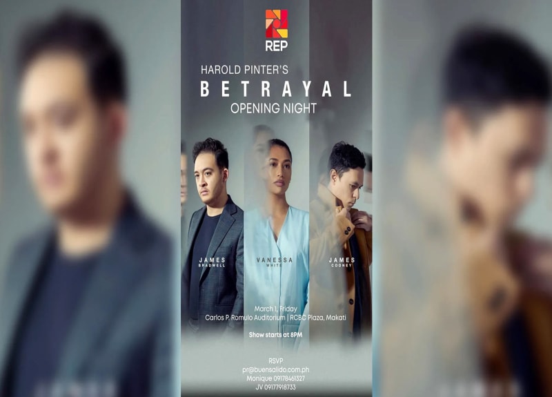 Pacita Abad's Inspired Stage Set for Repertory Philippines' Betrayal by Harold Pinter, Directed by Victor Lirio, at Carlos P. Romulo...