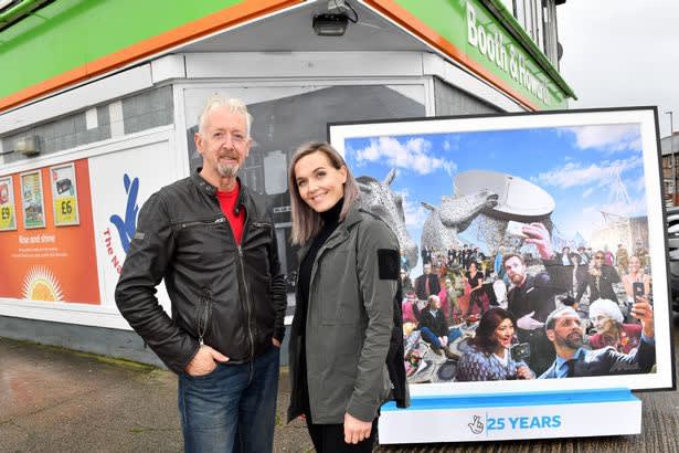 David Mach and Olympic medallist Victoria Pendleton CBE at the unveiling