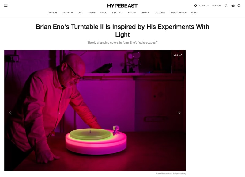 Brian Eno's Turntable II Is Inspired by His Experiments With Light, Hypebeast