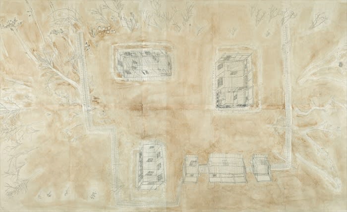 Lee Youngbin Hanok (II) , 2013 Korean Ink and pencil on Korean Paper 180 x 300 cm / 70.8 x 118.1 in