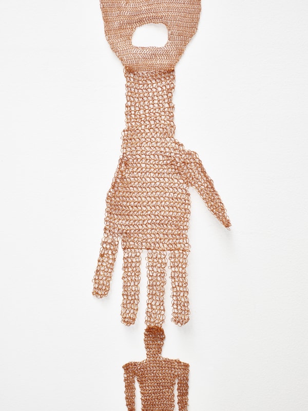 Detail of ektor garcia’s ‘tejidos’ (2023), made of copper. Courtesy the artist and Rebecca Camacho Presents. PHOTO: Robert Divers Herrick.