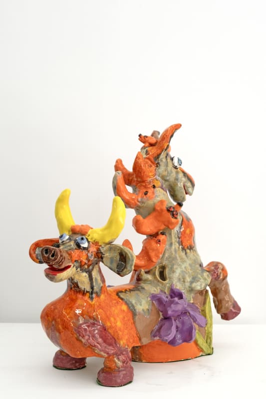 Maija Peeples-Bright, Equine Ox, 2005. Glazed Ceramic. 19 x 8 1/2 x 16 1/2 inches (48.3 x 21.6 x 41.9...