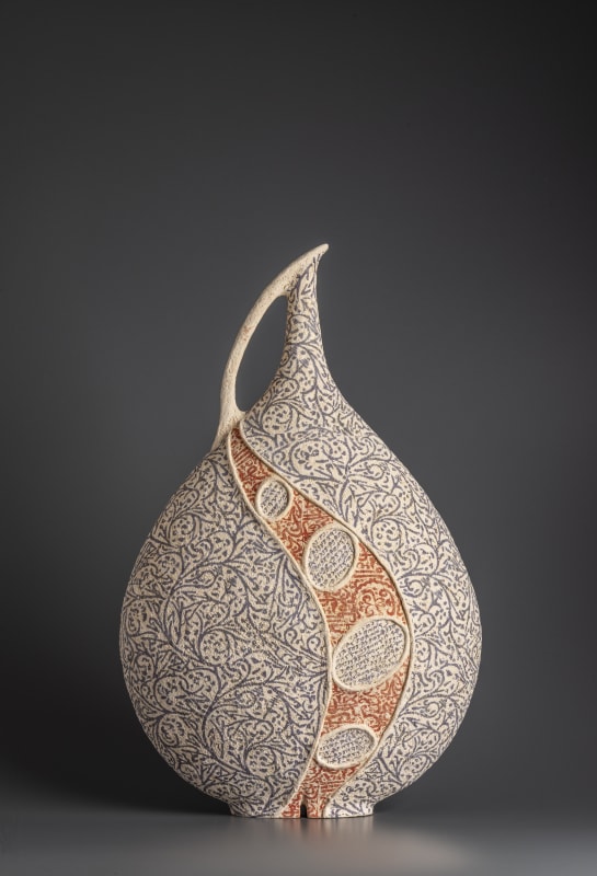 Avital Sheffer, Filia IV, 2019, hand-built, glazed and stencilled earthenware, 59 x 37 x 18 cm