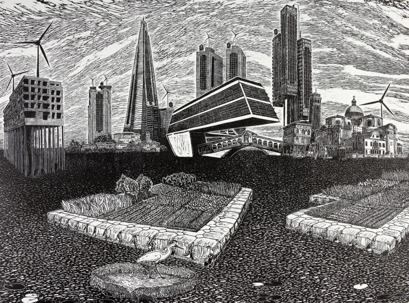 Ade Adesina, Rice of the Sea, 2013, Linocut