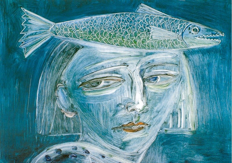 Joyce Cairns RSA, Fish on Head