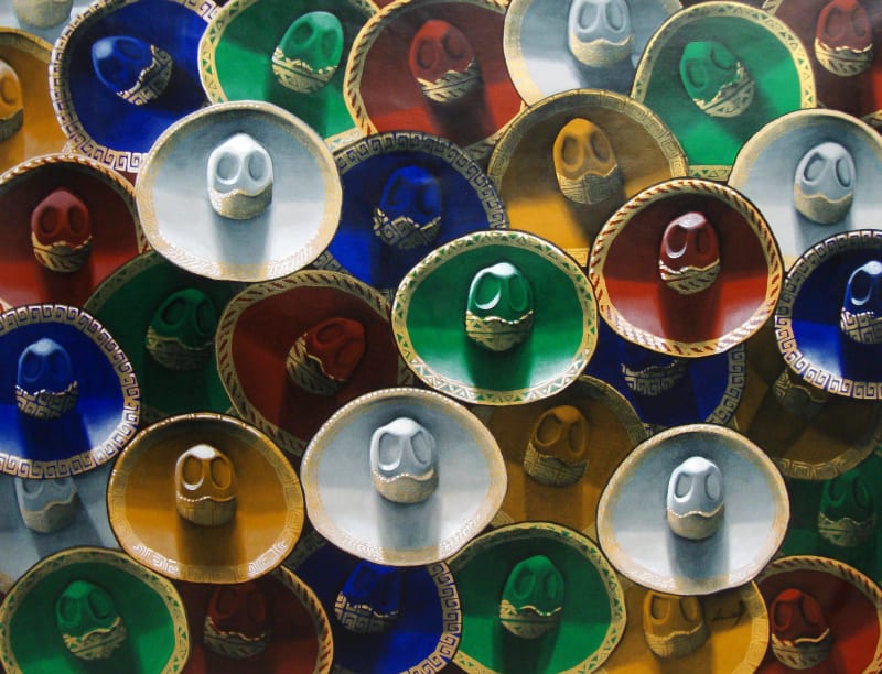 Artwork: Sombreros, 2015 Oil on linen 47.25 × 59 in