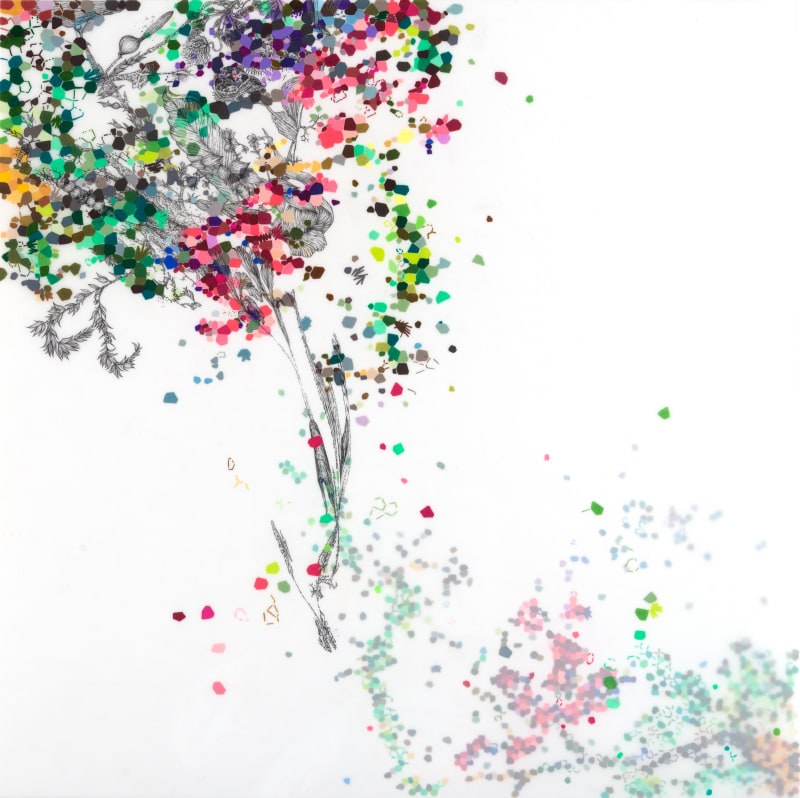 Artwork image: Leigh Anne Lester, Harmony of Tensions, 2015, graphite and color pencil on drafting film, 20 x 20 in