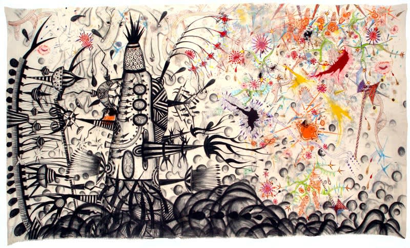 Nicolás Leiva, Journey to Meet God I, 2005, Mixed media on canvas, 72 x 118in,182.9 x 299.7 cm