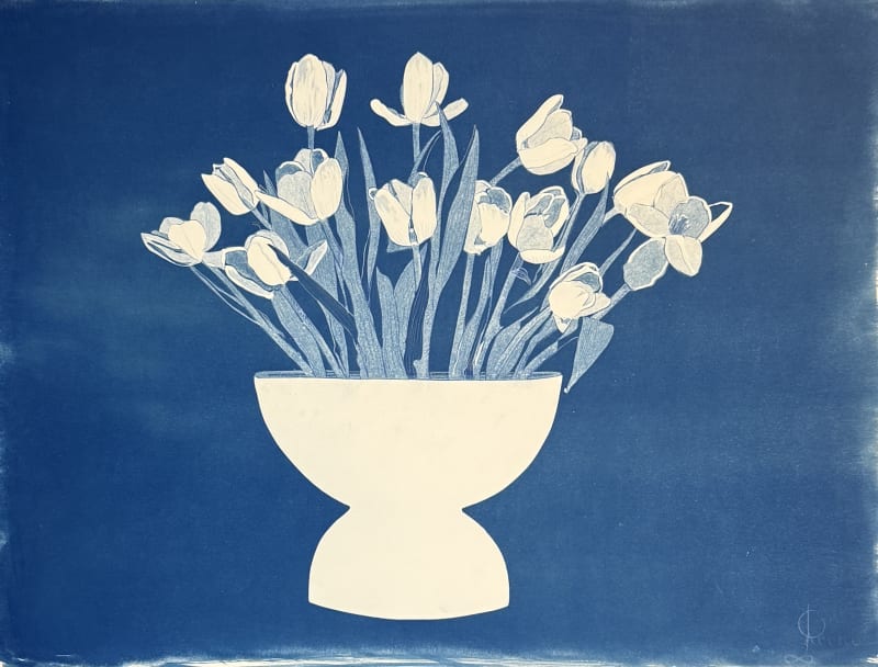 Daniela Oliver de Portillo, So Marvelous, De Nuevo Florecer, 2025, Signed bottom right, Cyanotype with color pencil on paper, 30 x 22 in, 76.2 x 55.9 cm